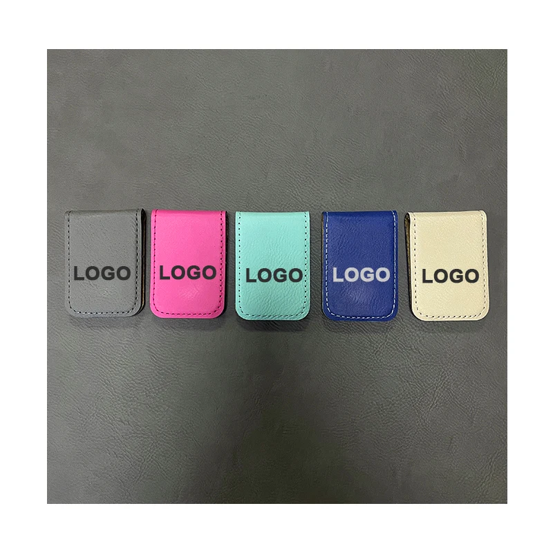 High Quality Mens Slim Pu Leather Money Clip Supplier Laserable Leatherette Money Clip