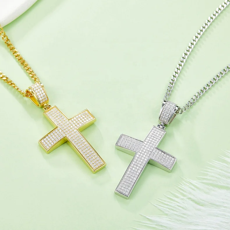 Classic Luxury Moissanite Jewelry 925 Sterling Silver Cross Moissanite Gemstone Pendants For Necklace