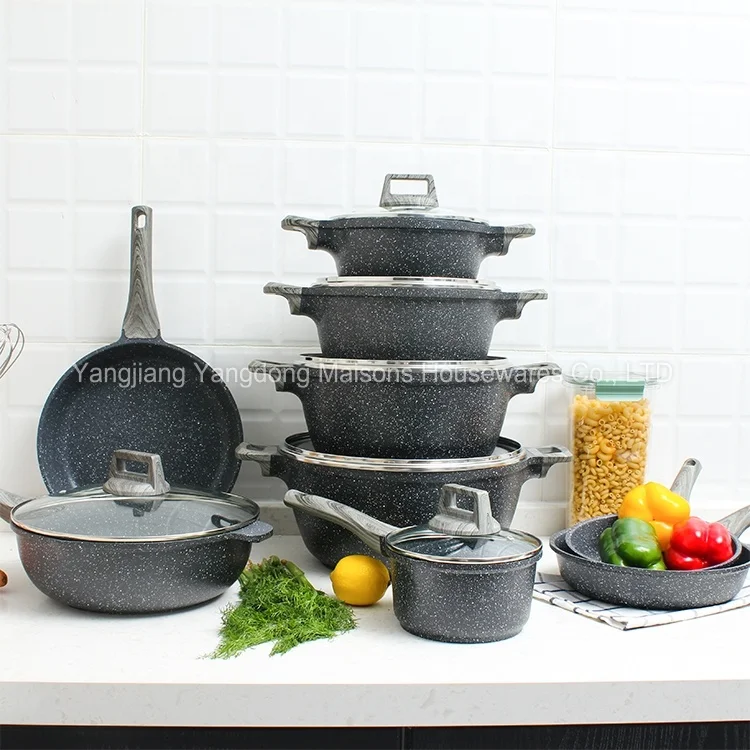 Домов антипригарная чугунная алюминиевая 9-дюймовая сковорода для соуса 4,5qt кастрюля 9 шт. набор посуды
