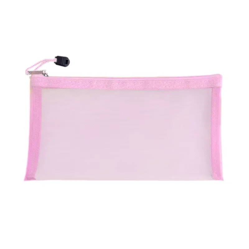 High Quality Custom LOG A5/A4/A6 Nylon Mesh Zipper Storage Bag Wholesale Capacity Large Transparent Mesh Pen Holder Folder