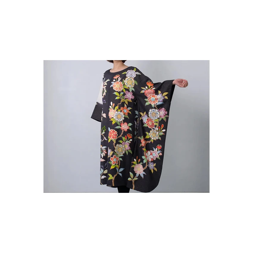 New Japanese Formal Style satin silk kimono mujer robe dress