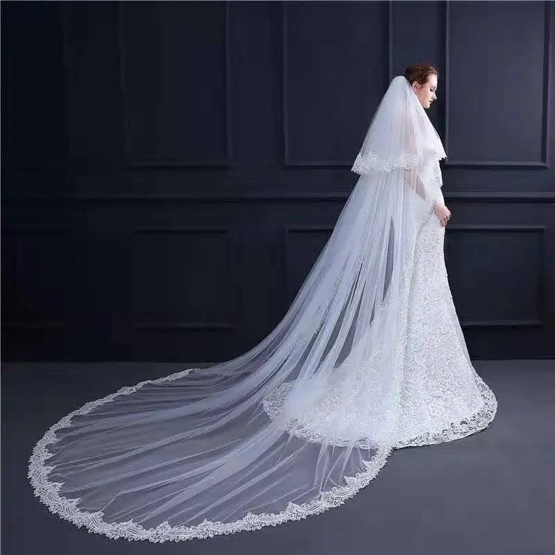 
LUOXIN New long white Tulle Wedding Bridal Veils Tulle Lace Bridal Veils 