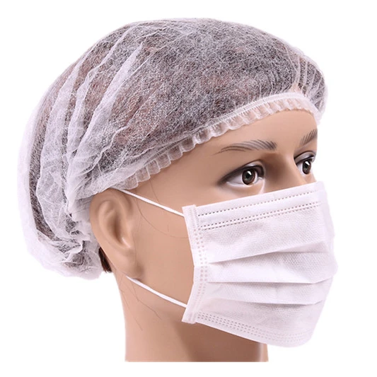 Disposable non woven double elastic surgical mob cap / medical clip cap / head bouffant cap