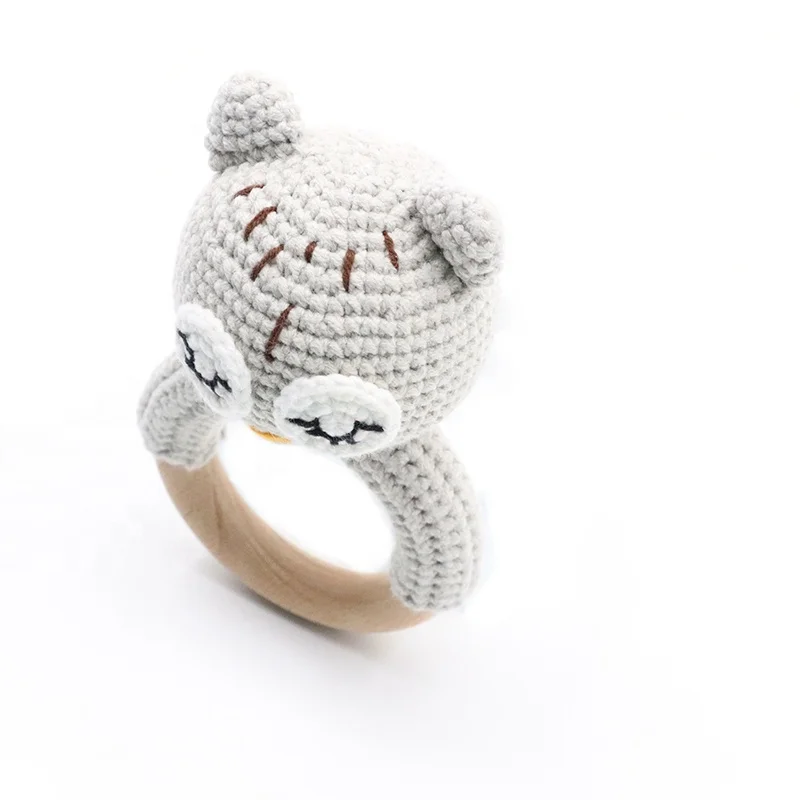 Органическое Натуральное детское буковое деревянное кольцо прорезыватель Игрушка прорезыватель погремушка