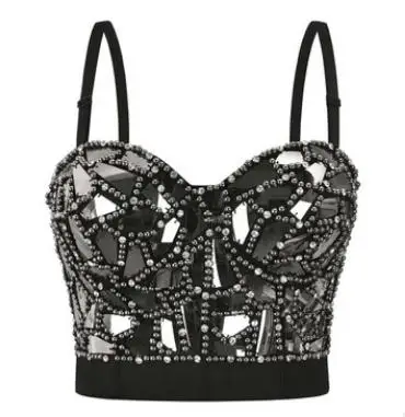 KYO Children Girl Shiny Sling Sequined Bra Top Short Top Plexiglass Nail Drill Stage Costume