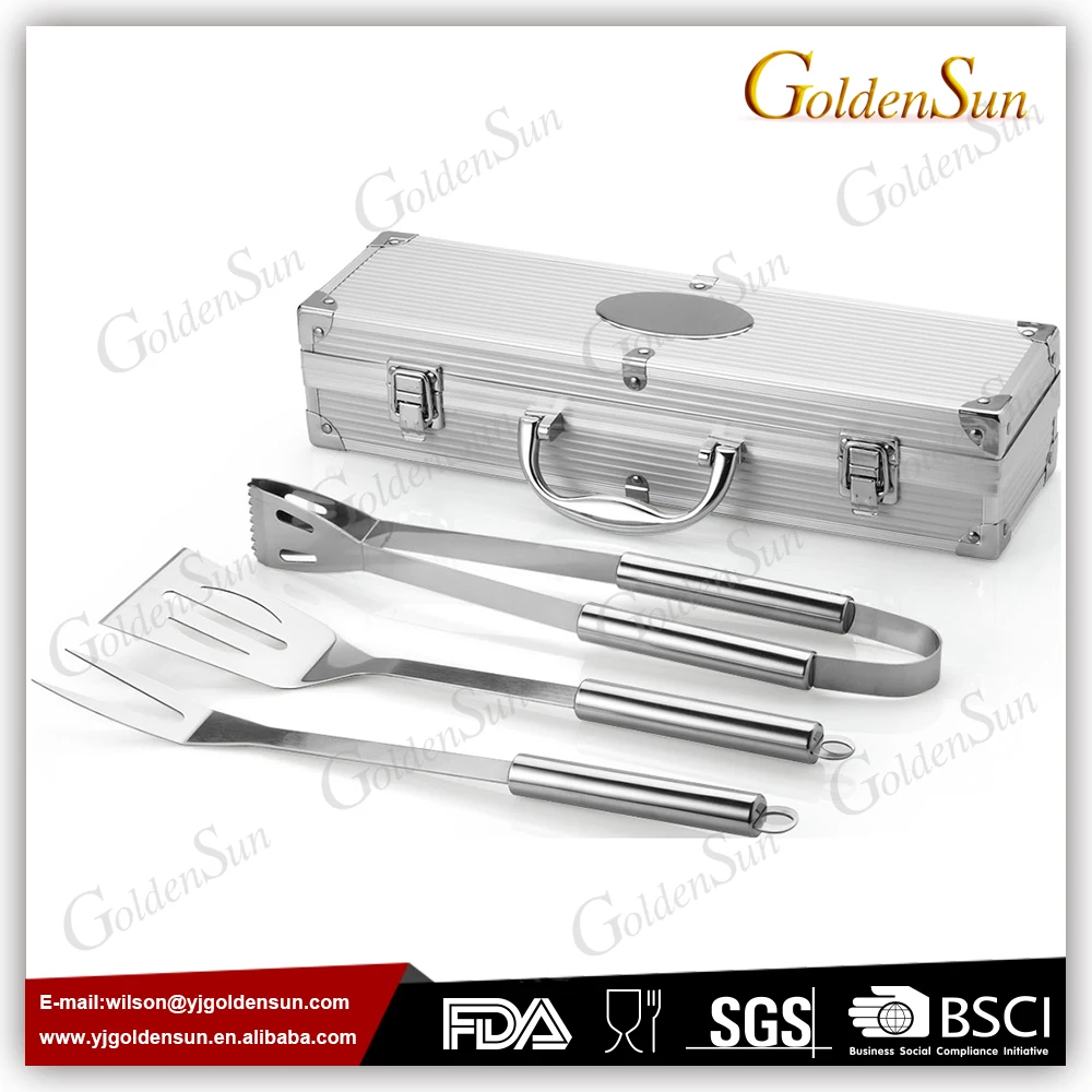 3pcs Oxford Bbq Tools Stainless Steel Bbq Tools Barbecue Accessories Utensils BBQ Tool Set Aluminum Case Tongs For Outdoor