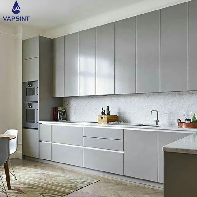 Customized  modern style pvc grey kitchen cabinets