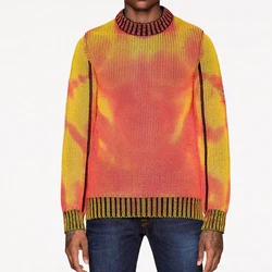 Custom Knit Crew Neck  Sweater Fashion Technology Thermo Sensitive Yarn Color Changing  Sweater Men
