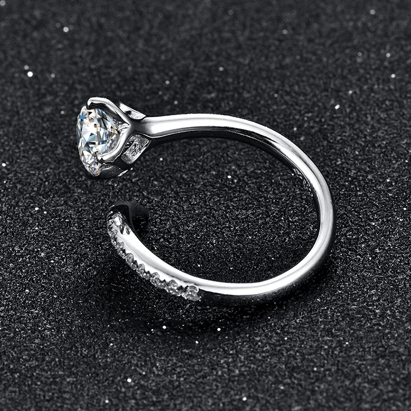  Атта камни пройти Diamond тесты Муассанит кольцо 925 Серебро Круглый отличный крой 1 карат D Цвет Свадебные