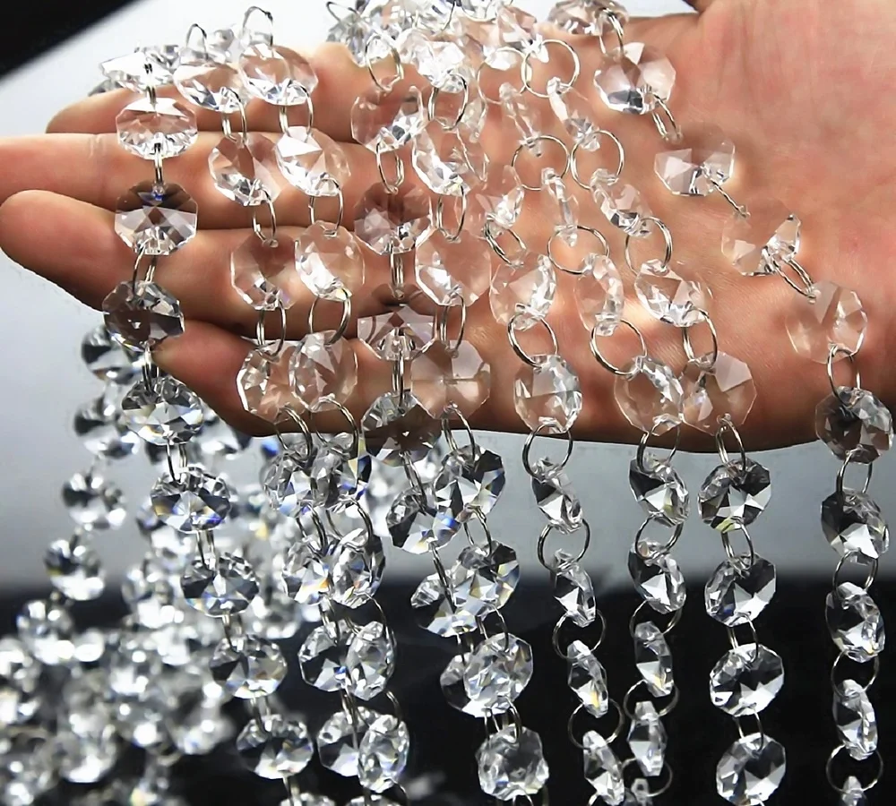 
Crystal Octagon Beads Hanging Crystal chain Curtain for Chandelier Lamp Wedding Party Tree Decor 