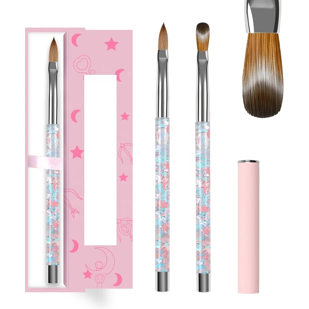 BQAN 2024 Liquid Handle Sailor Moon Design Custom Logo #2~#24 100% Pure Kolinsky Nail Art Brush Crimped Kolinsky Acrylic Brush