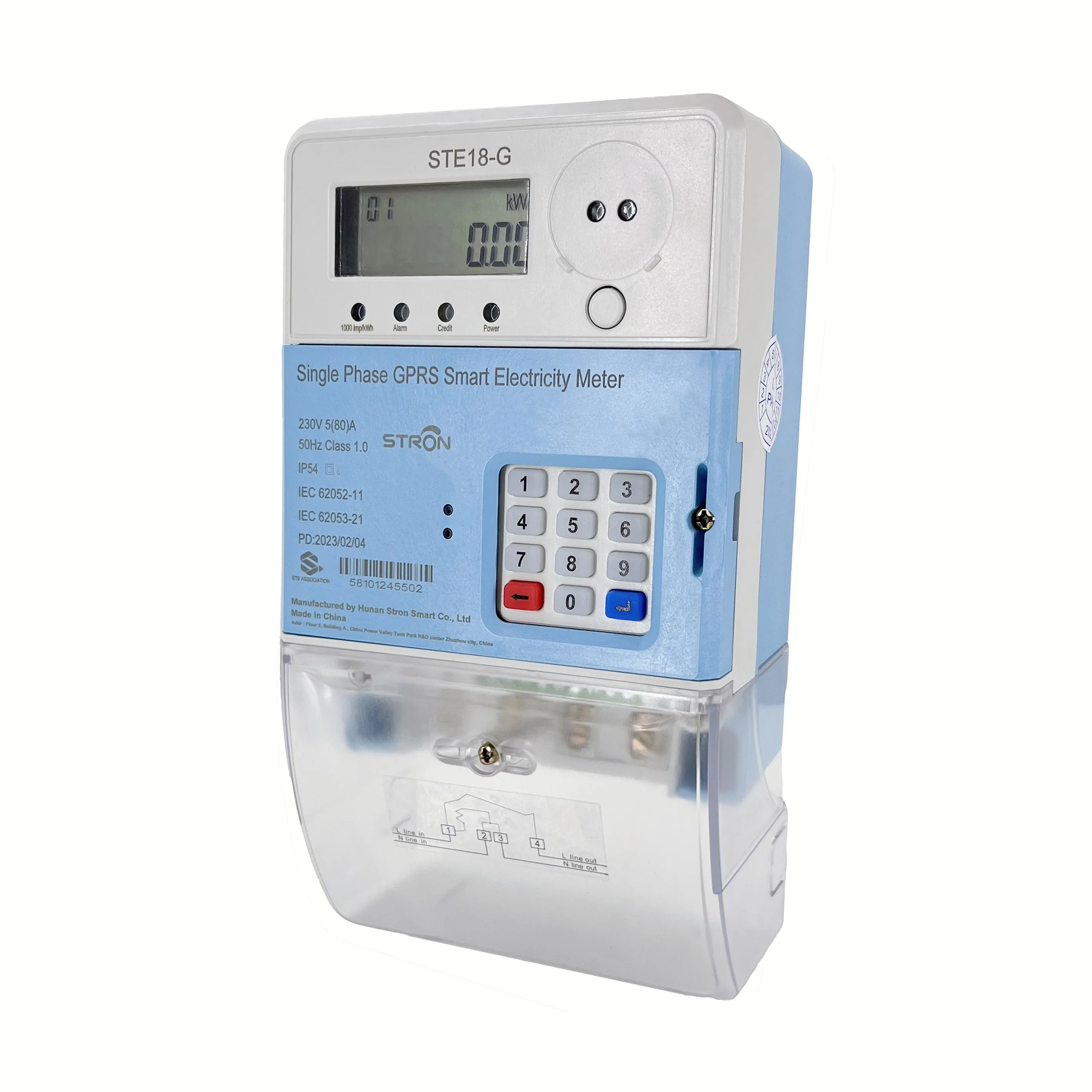 Prepaid Intelligent Single Phase Electric Meter with Plug-in GPRS Module for SIM card