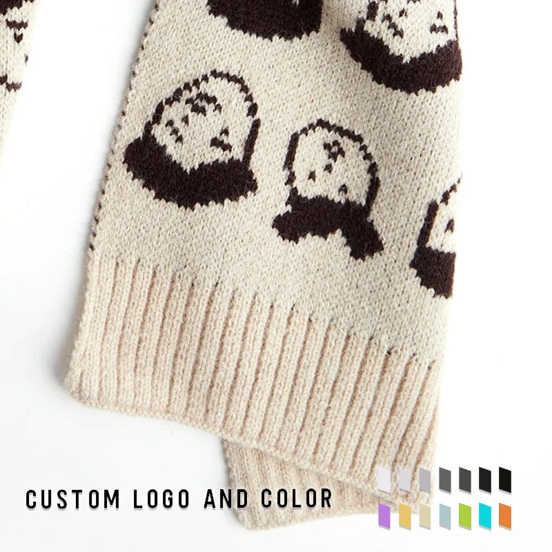 Custom Scarf Mens jacquard Printing Logo Cotton Polyester Luxury Cashmere Knit Wool Scarfs For Women