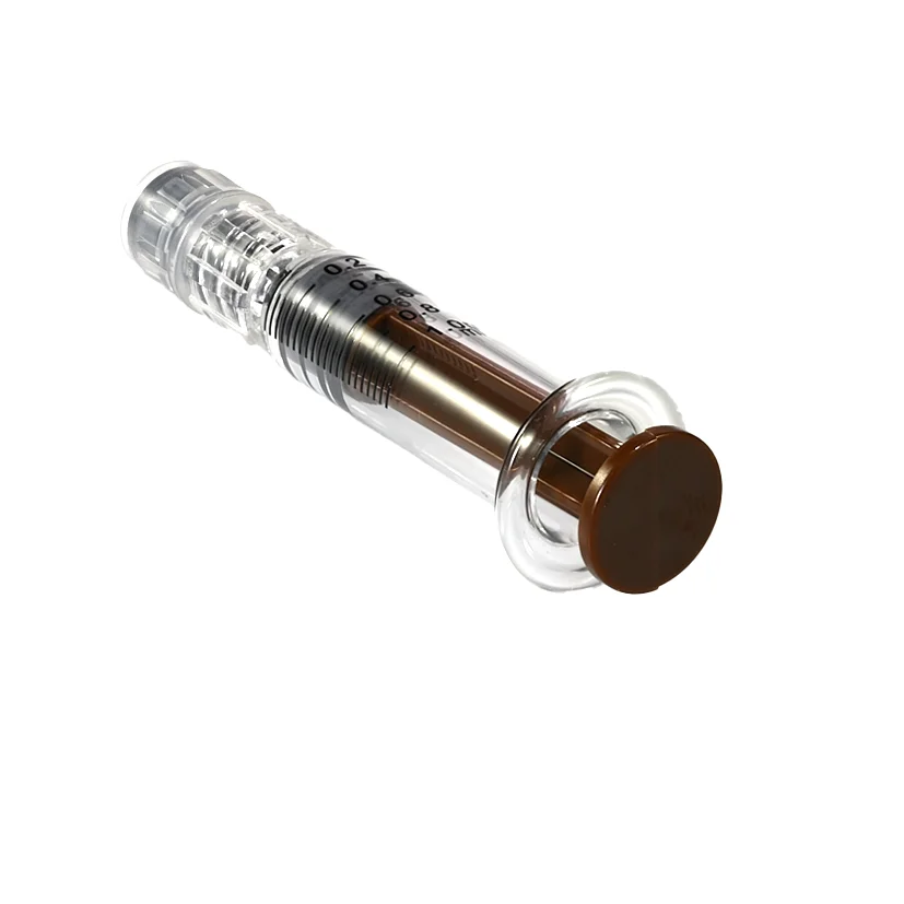 Color plunger Standard 1ml  1cc luer lock borosilicate glass prefilled syringe for distillate oil