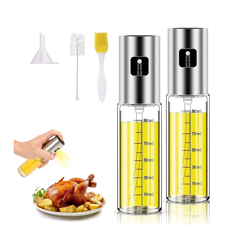 Olive oil sprayer with 100 ml food grade stainless steel and high white glass bottle body