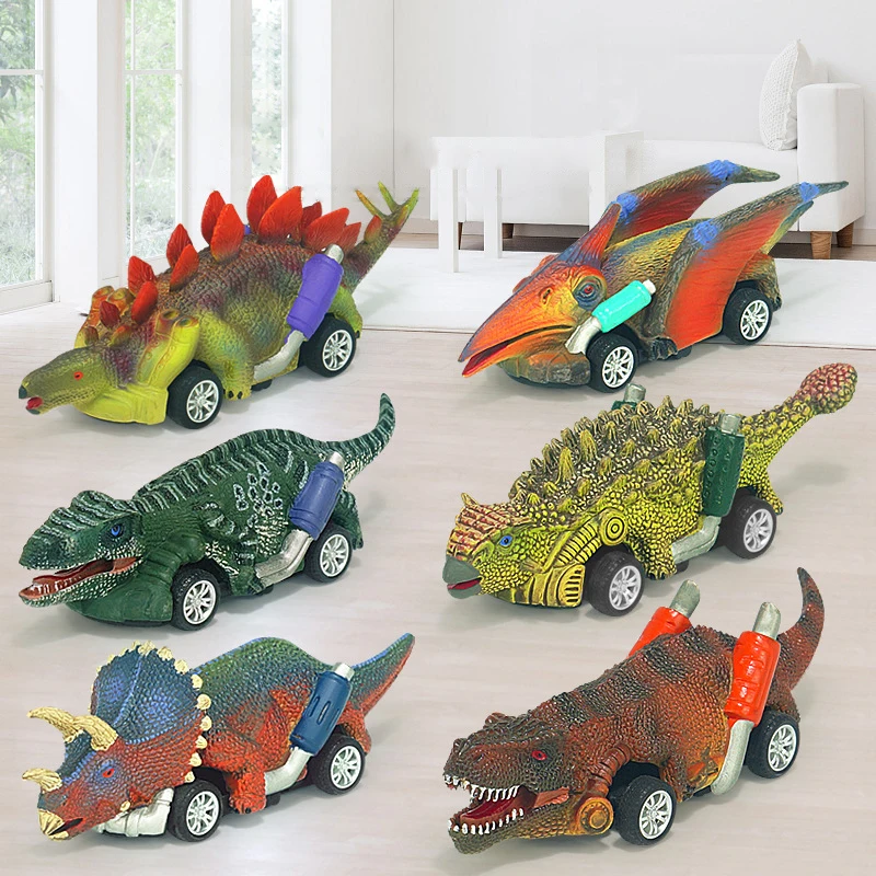 Wholesale Back Animal Vehicles Kids Dinosaur Model Mini Toy Car Mini Dinosaur Pull Back Friction Dinosaur Car Toy
