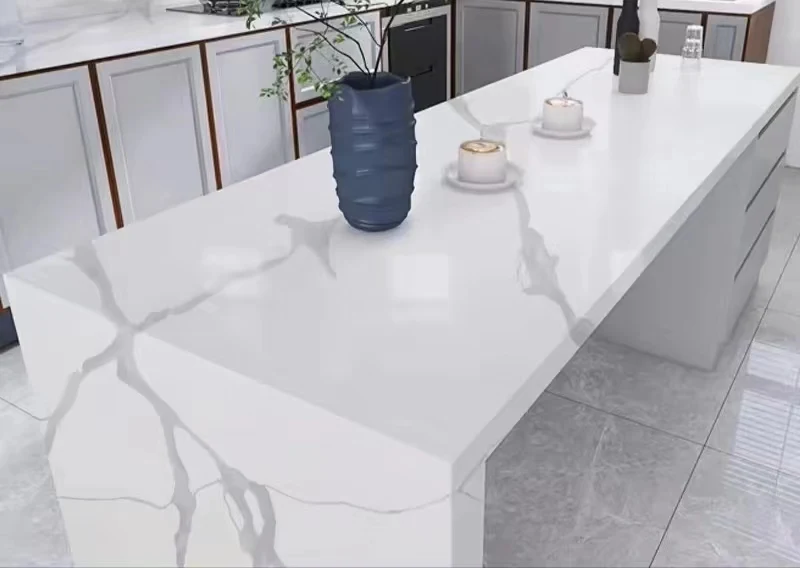 simpson marble tiles manufacture Calacatta White quartz stone gold vein quarzo for kitchen counter