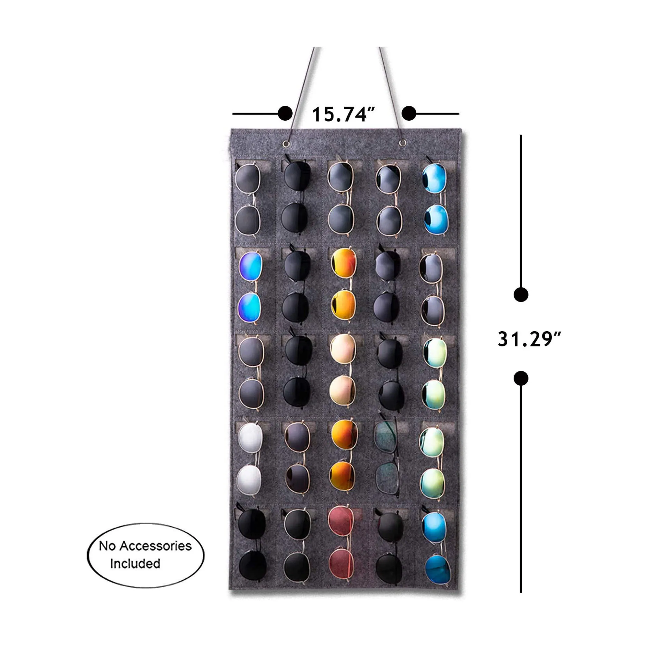  Gray eyeglasses travel felt wall pocket hanger mounted holder hanging bag sunglasses organizer