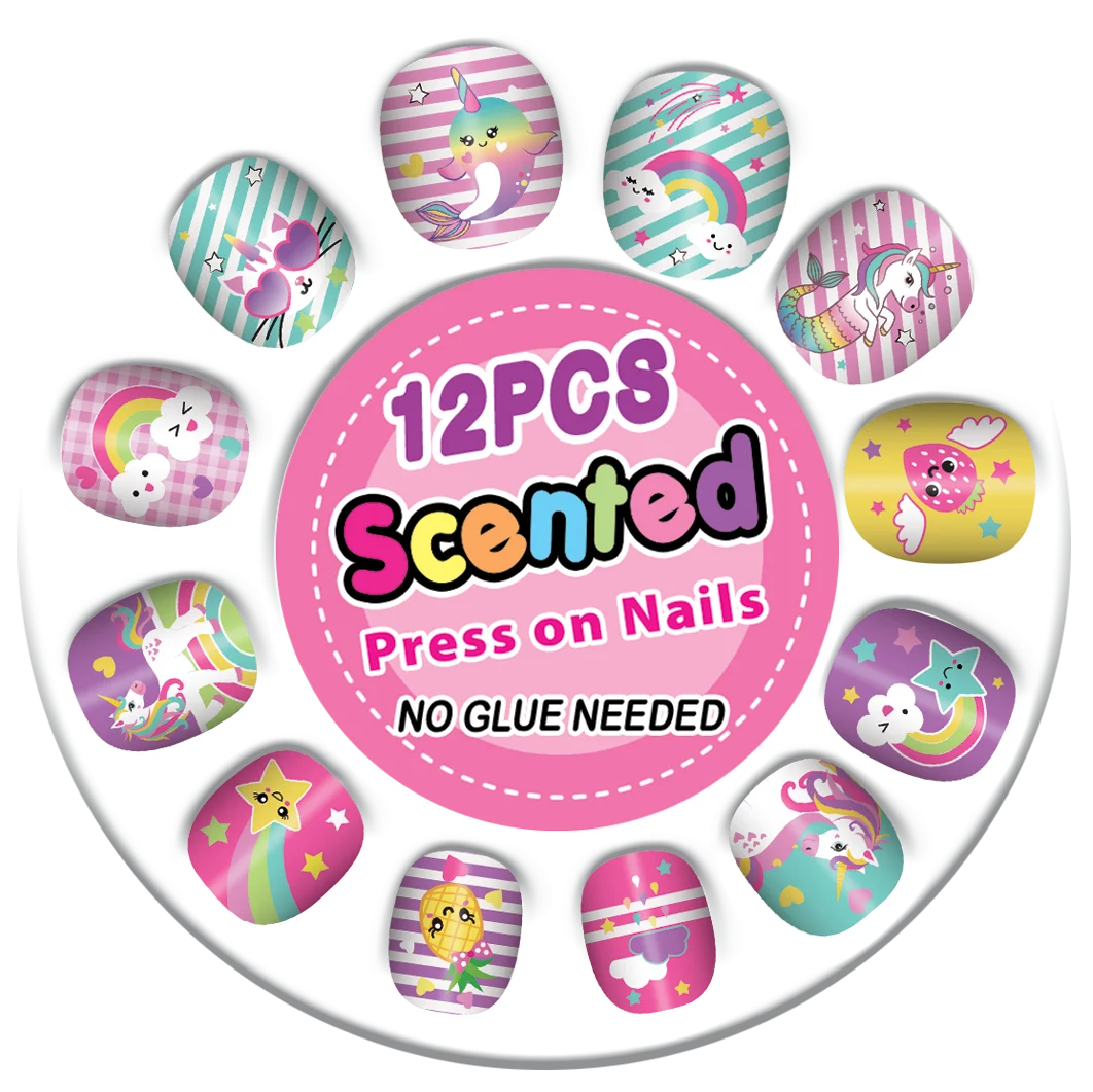 2023 Children makeup  Pretend Makeup for Girls DIY ring  kits Bling Bling press on  Nail