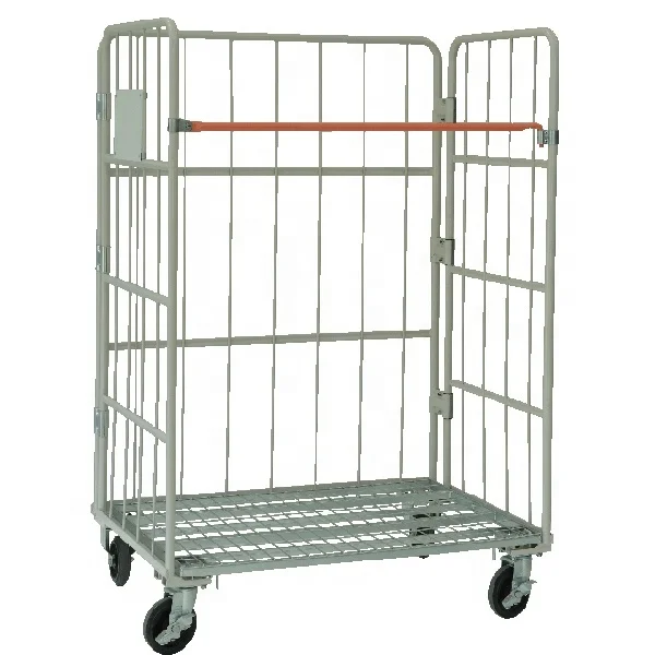Складная оцинкованная сетчатая тележка для хранения контейнеров