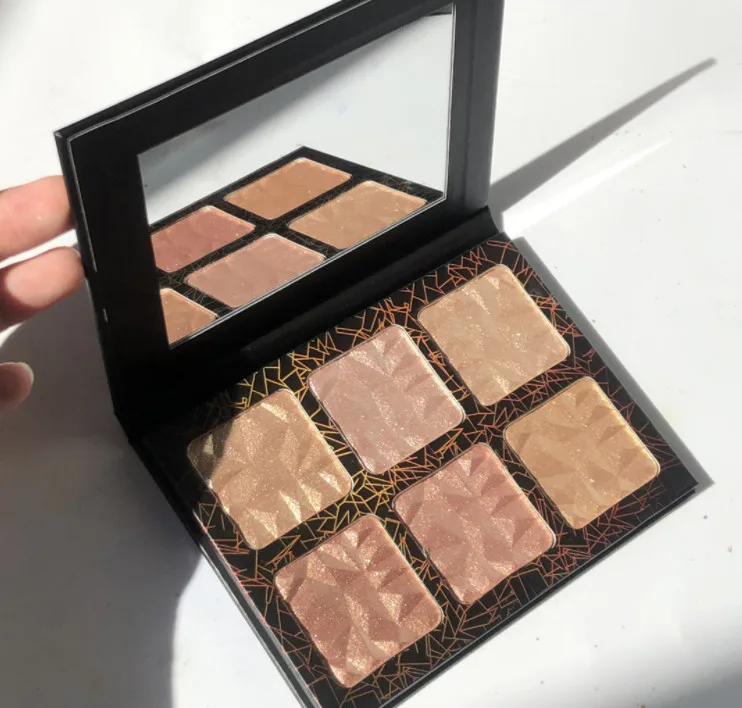 Private Label Super Shinning 6 color Makeup Bronzer Highlighter Palette With Black White Pink Packaging