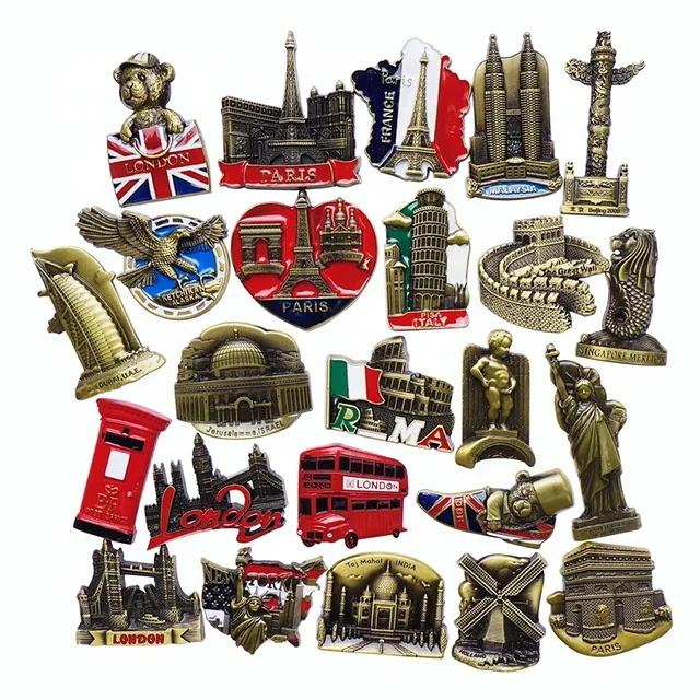 
Custom 3d building hot Cities quality zinc alloy metal souvenir fridge magnet 