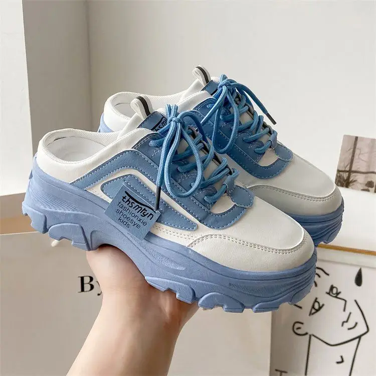 Small White Shoes With Thick Soles For Women 2024 Spring Student Sports Leisure Low-top Elevating Board Shoes