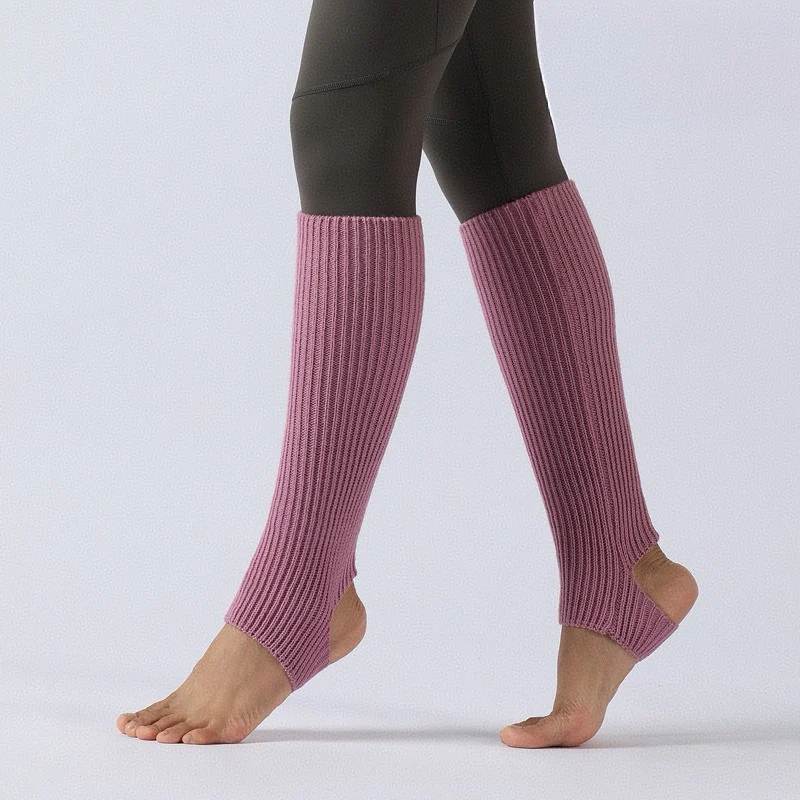 Women Girls Extra Soft Acrylic Leg Warmers Wholesale Winter Ballet Yoga Dance Socks Knitted Stirrup Design Comfortable Heel Hole