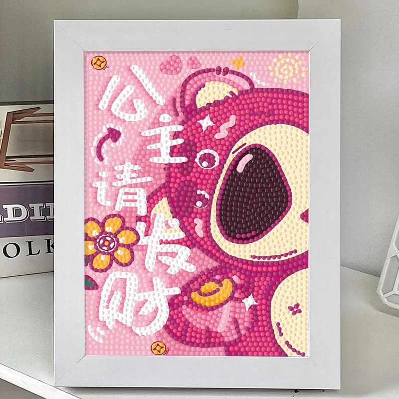 Cute Crayon Shin-chan Sponge Stitch DIY Diamond Painting 5D DIY Full Diamond Art Paintings With Wooden Picture Frame For Kids