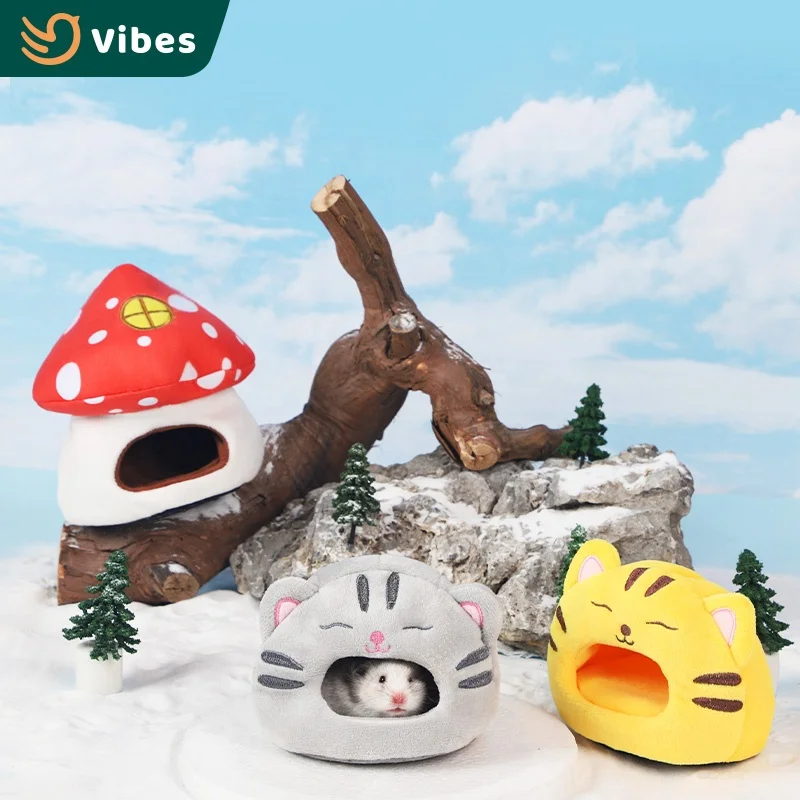 Wholesale Cartoon Shape Large Small Winter Pet Toy Hamster Cage House Hanging Nest Mat Guinea Pig Hamster Cotton Nest