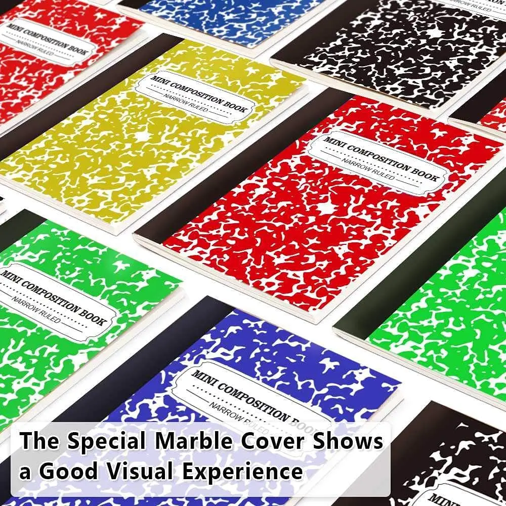 Composition Books Custom Mini Size 30 Pack 5 Colors Narrow Ruled Small Pocket Marble Cute Mini Composition Notebook