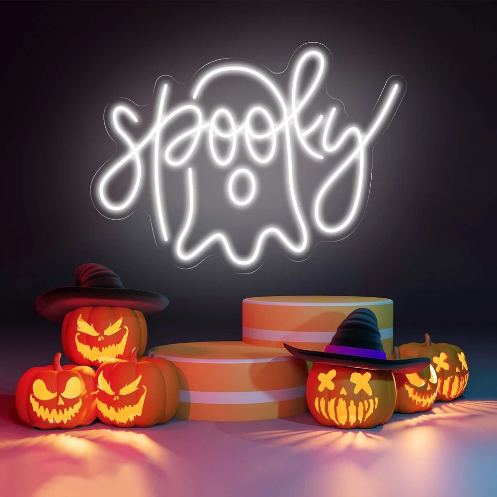 Spooky Boo Neon Sign Halloween Party Light Wall Decor Custom Halloween Boo LED Neon Light NO MOQ Custom Neon Sign