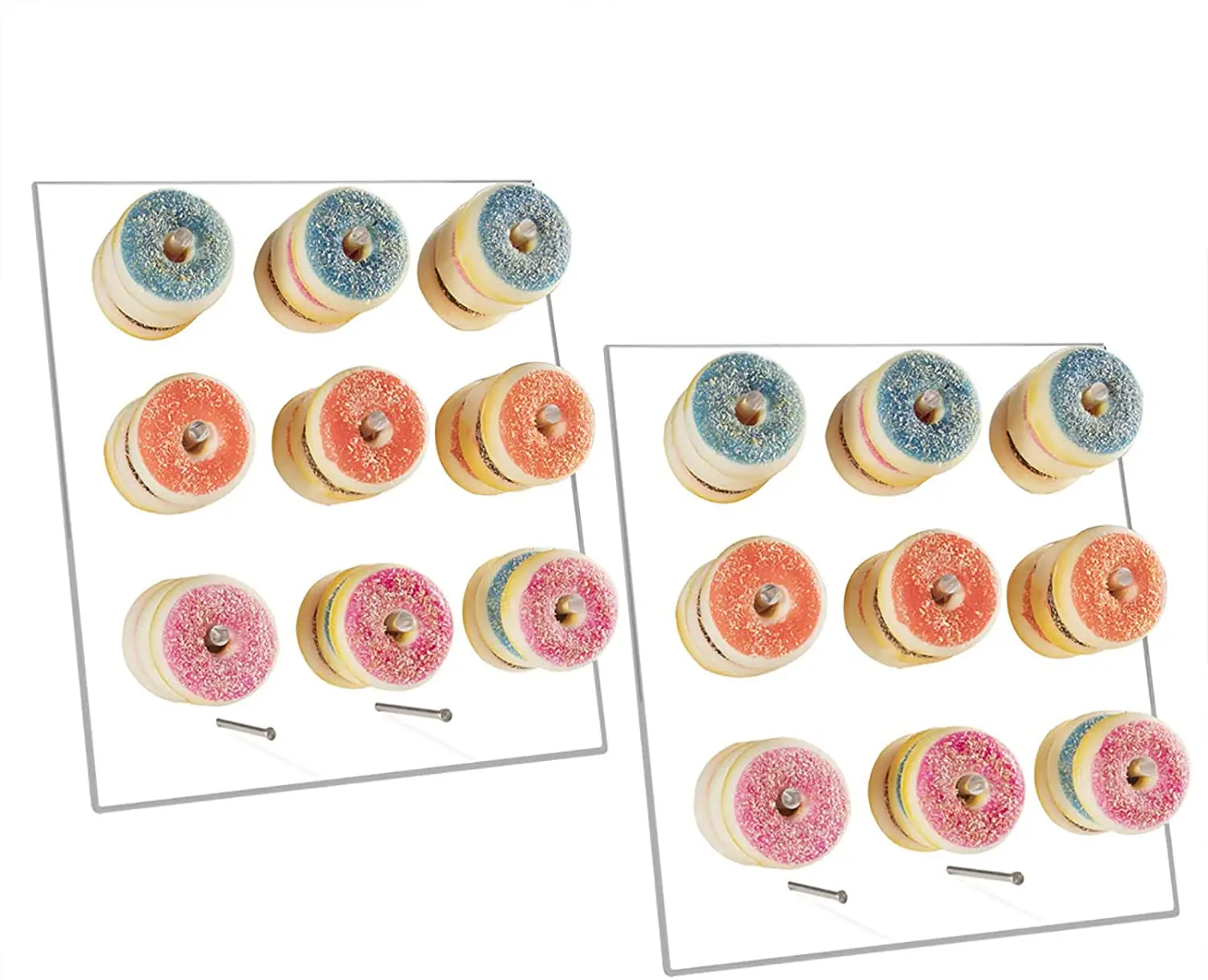 Acrylic Donut Wall Display with Easel Stand 2 Pack Clear Bagel Doughnut Holder Board for Partied Sweets Table Weddings Treats