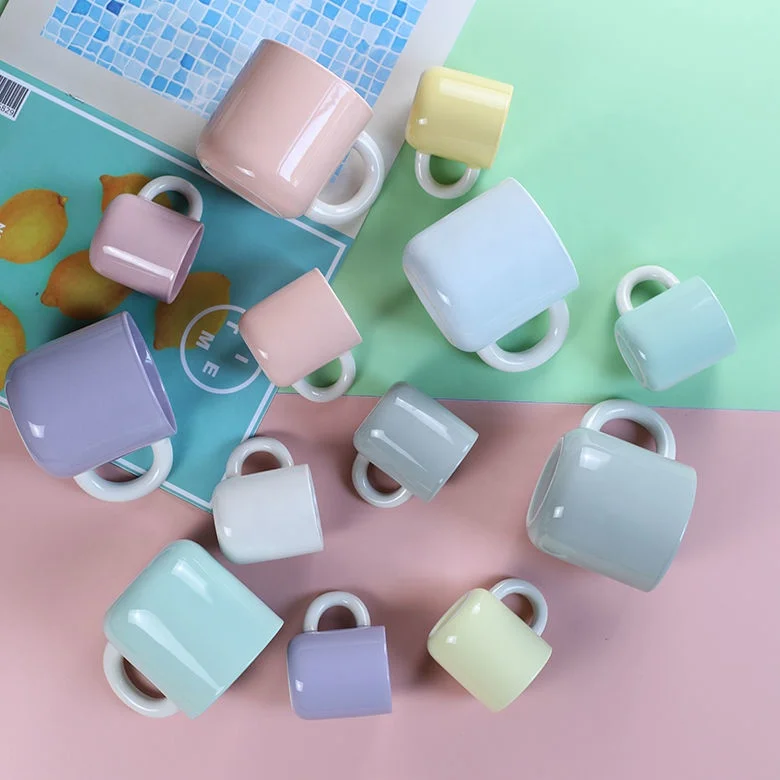 Colorful Macaron Cute milk cup Wholesale Mug Bulk Ceramic Mini Mugs bulk kids mug