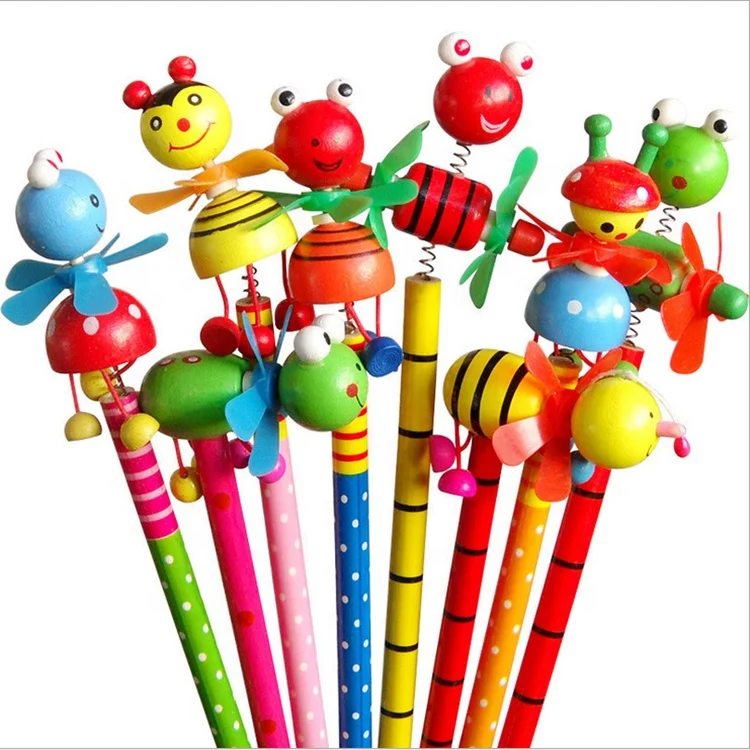 Promotional Wooden Pencils Wholesale Cute Swing Sign Pencils Different Theme Back To School Stationery Supplies Kids Gift