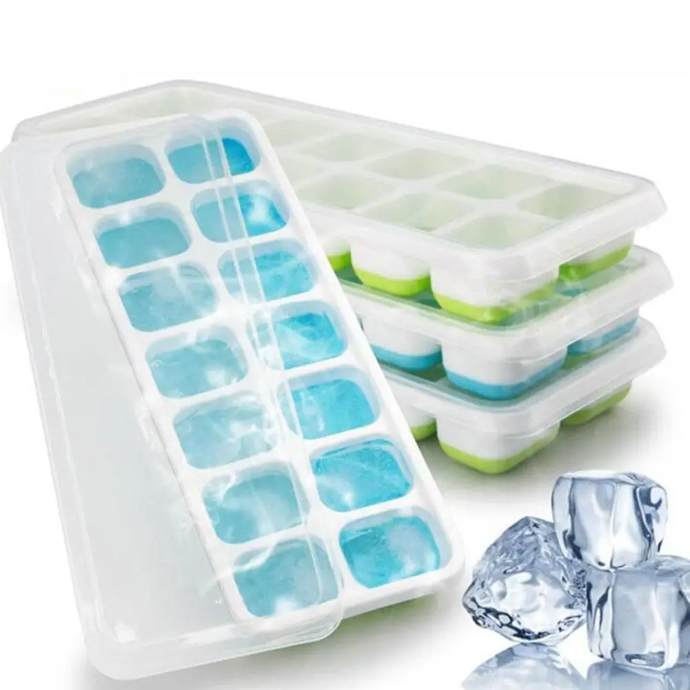Custom LFGB Certified Easy Release Creative Christmas Mold BPA free 14 holes silicone ice cube tray with Removable Lid