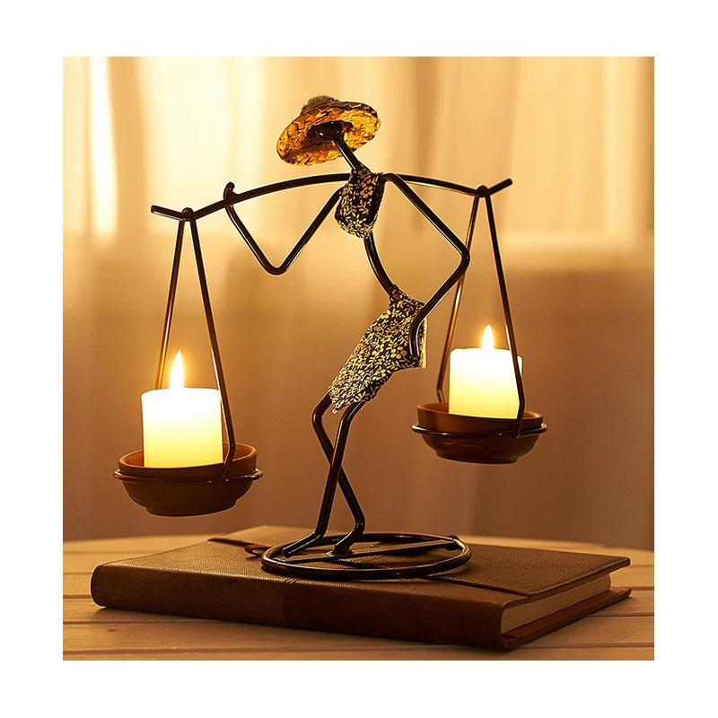 Nordic Metal Candlestick Abstract Character Sculpture Candle Holder Decor Handmade Figurines Room Home Decoration Art Gift
