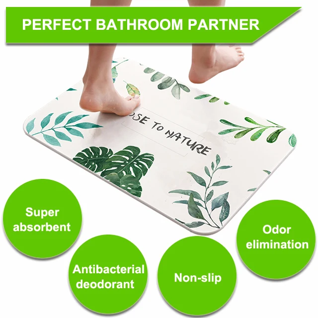 Instant drying diatomaceous earth green floor mat