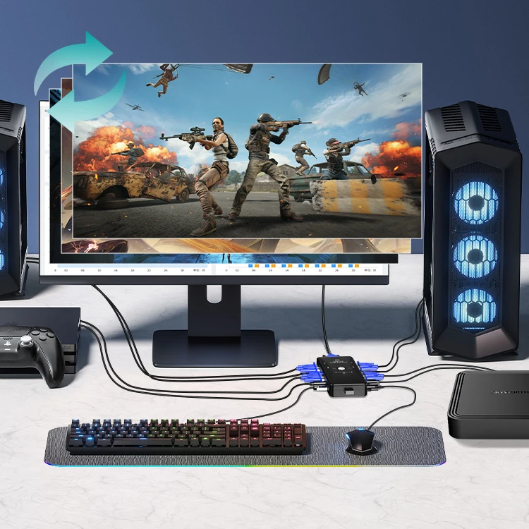 Фабричный дешевый 4-портовый концентратор USB 2,0 KVM VGA/SVGA адаптер для подключения принтера Intelli клавиатуры мыши 4 компьютерных переключателя