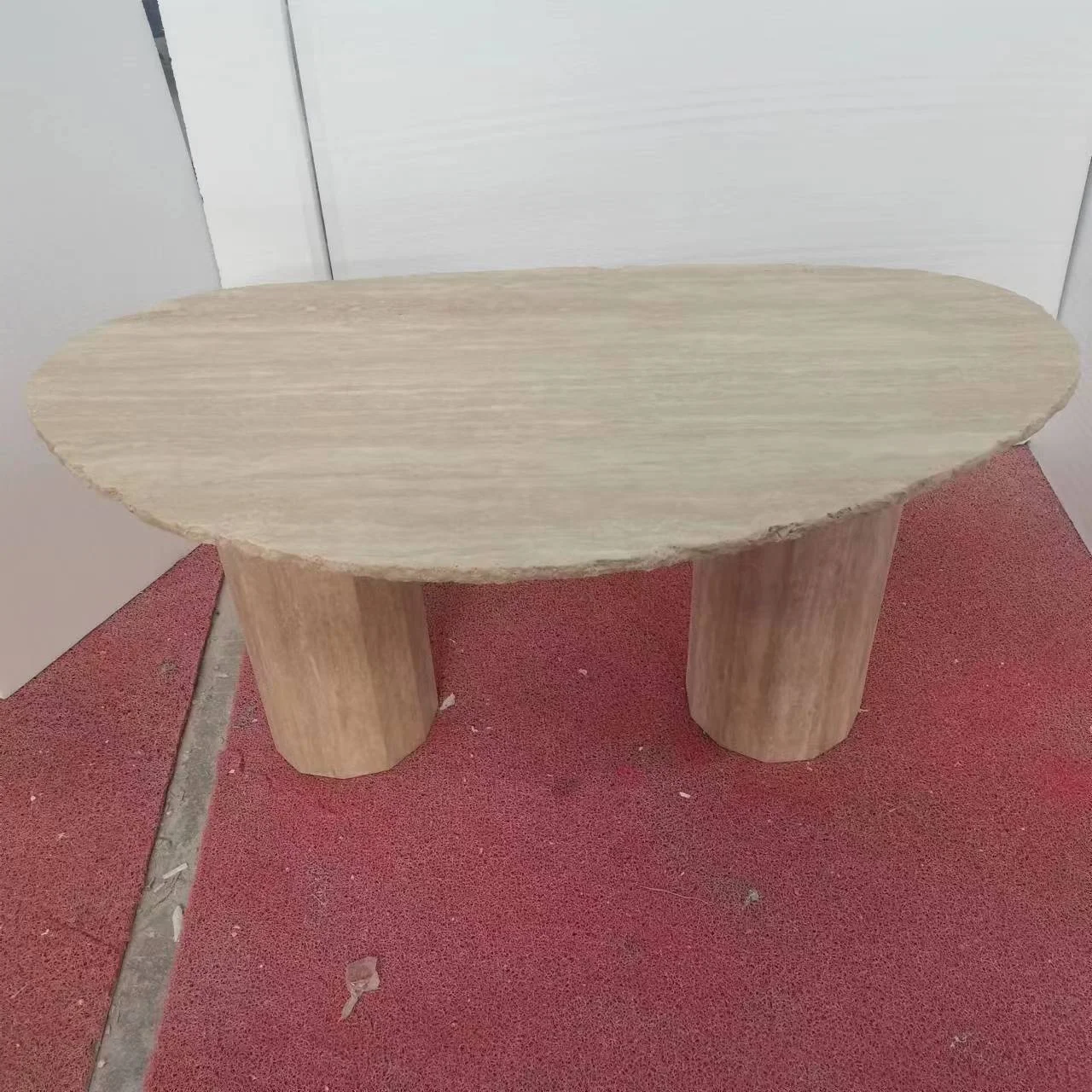 custom design natural edge oval irregular shape coffee table travertine ripple table