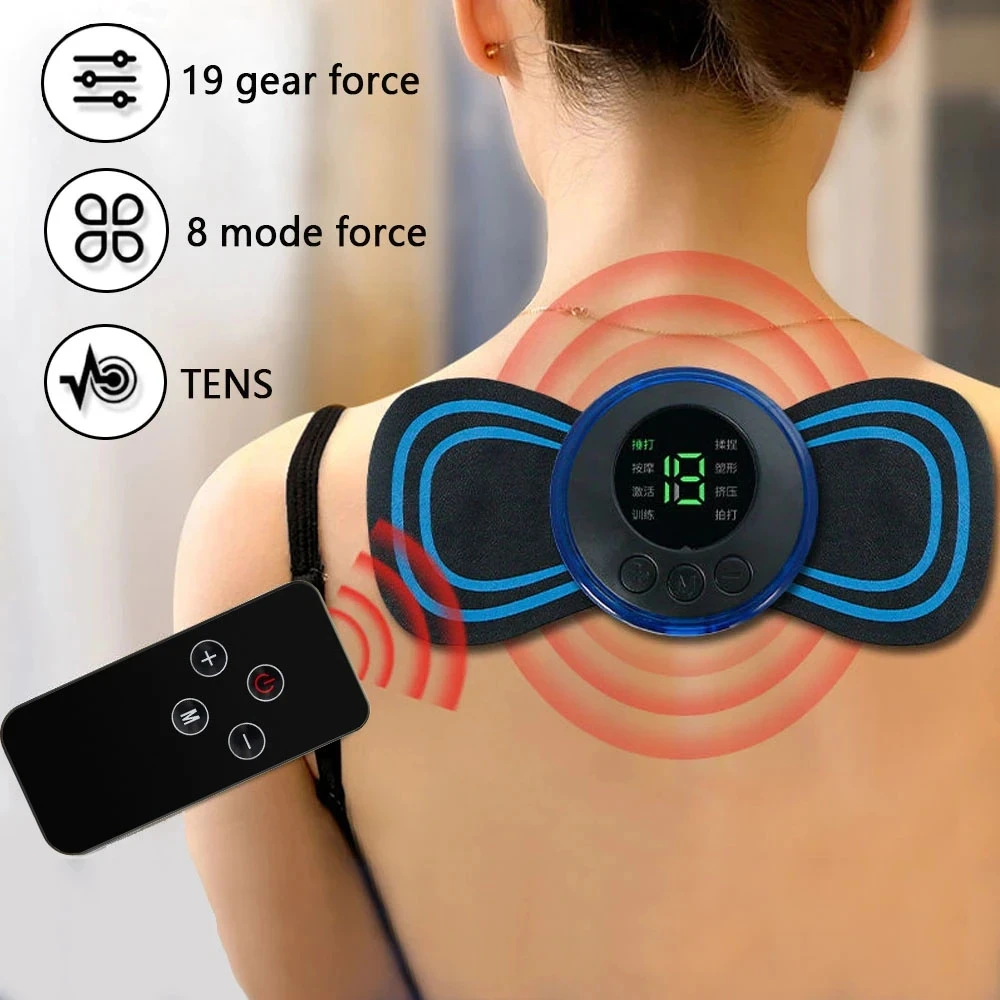 8 Modes Mini Cervical Spine Patch Wireless Remote Control EMS Electric Cervical Spine Massage Pad