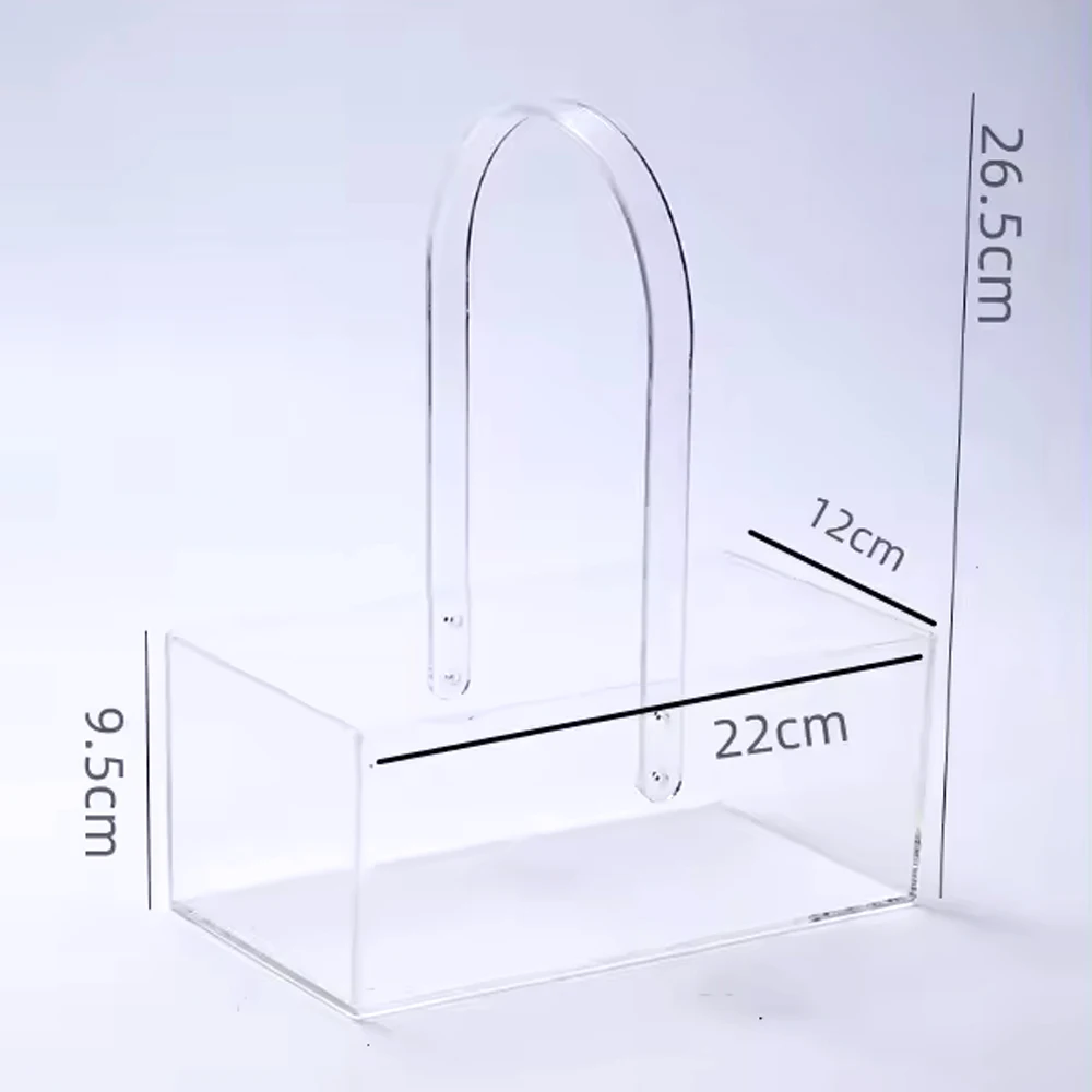 Manufacturer OEM Transparent Wedding Table Decoration Clear Acrylic Flower Basket Box with Handles acrylic vases