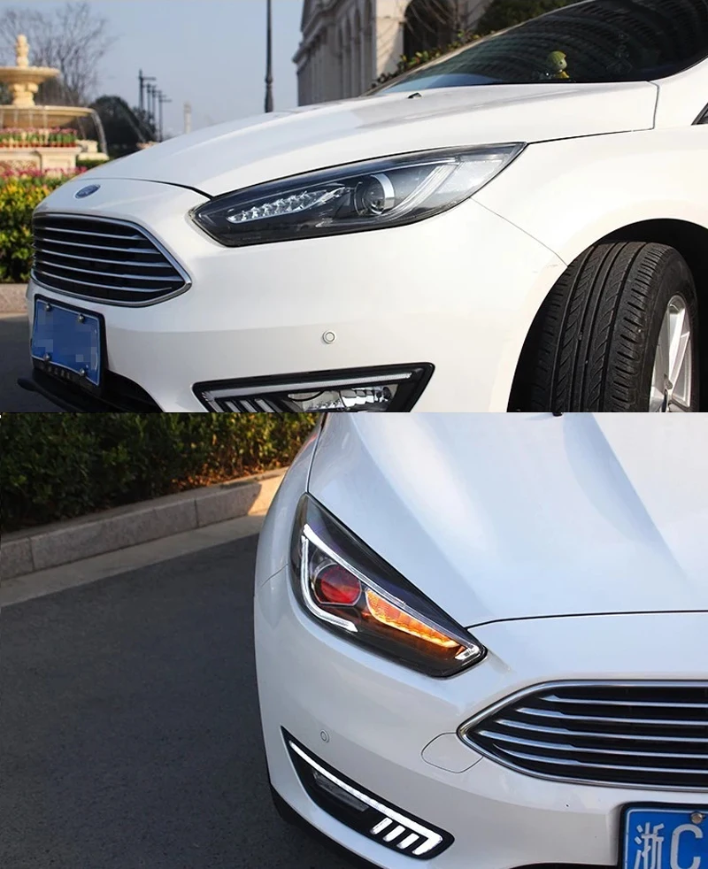 Автомобильная лампа светодиодные фары для Ford Focus 2015 2016 2017 фокусировки светодиодная передняя фара с светодиодами DRL и движущимся сигналом