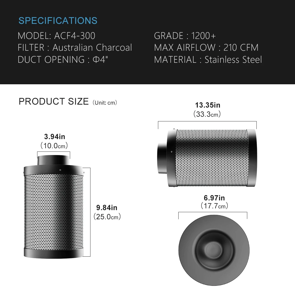 High Quality  Air Aluminum Ducting  Inline 4 Inch Carbon Filter  Pole Fans kit For Grow Box