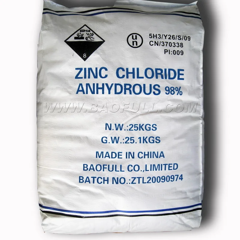 93%-98% White Powder Zinc Chloride Battery Grade