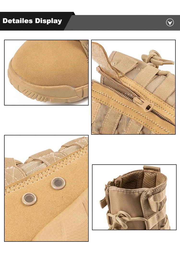Gujia Brown Free Side Zipper Usa Desert Eva Waterproof Tactical Boot For Men Tactical Shoe