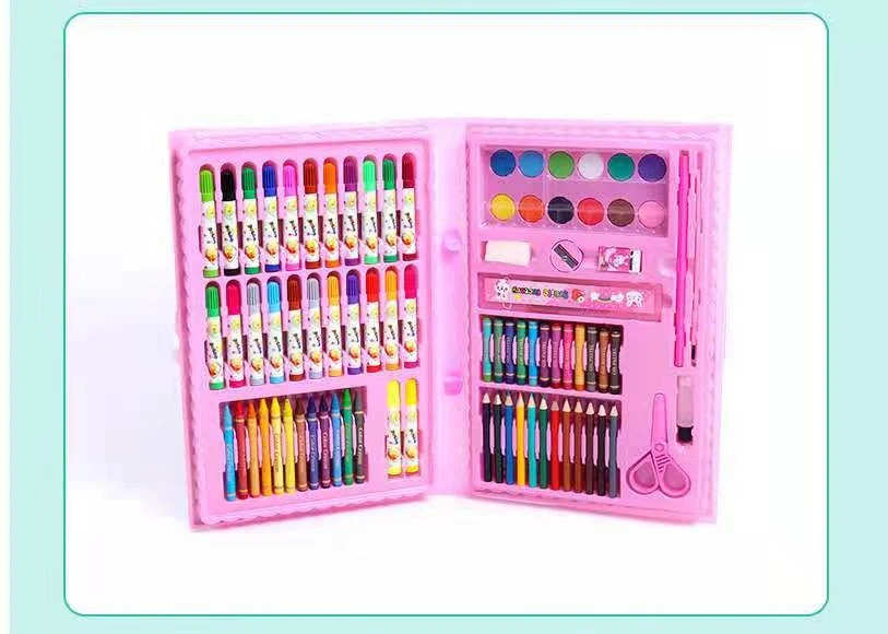 Best gift deluxe color set drawing kids back to school supplies Stationery art Set 86pcs Kids Gift Box