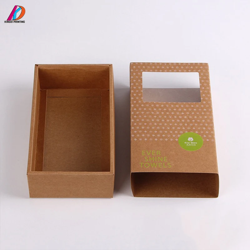 
Hotsale custom logo kraft paper packaging drawer box with clear window 