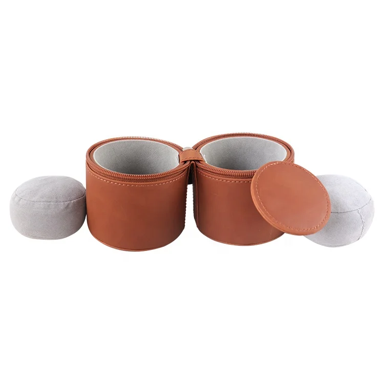 ISO9001 OEM custom luxury leather travel watch case with sponge watch packing box factory zipper leather rolling watch case