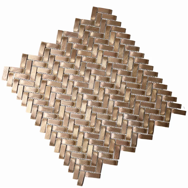 Quick Shipping Rectangular Matt Gold Metallic  Golden Mosaic Tile Mosaics Factory